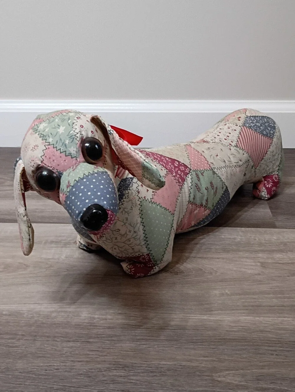 Vintage Multicolor Floral Patchwork Granny Quilt Weiner‎ Dog Plush Decorative